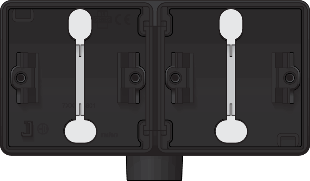 Niko 761-84801: Spuitwaterdichte dubbele horizontale opbouwdoos met één M20-ingang voor twee functies, zwart - Image 2