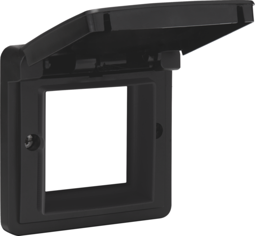 Niko 761-85000: Aanpaskader met klapdeksel voor 45x45mm-functies in in spuitwaterdichte montagedozen, zwart